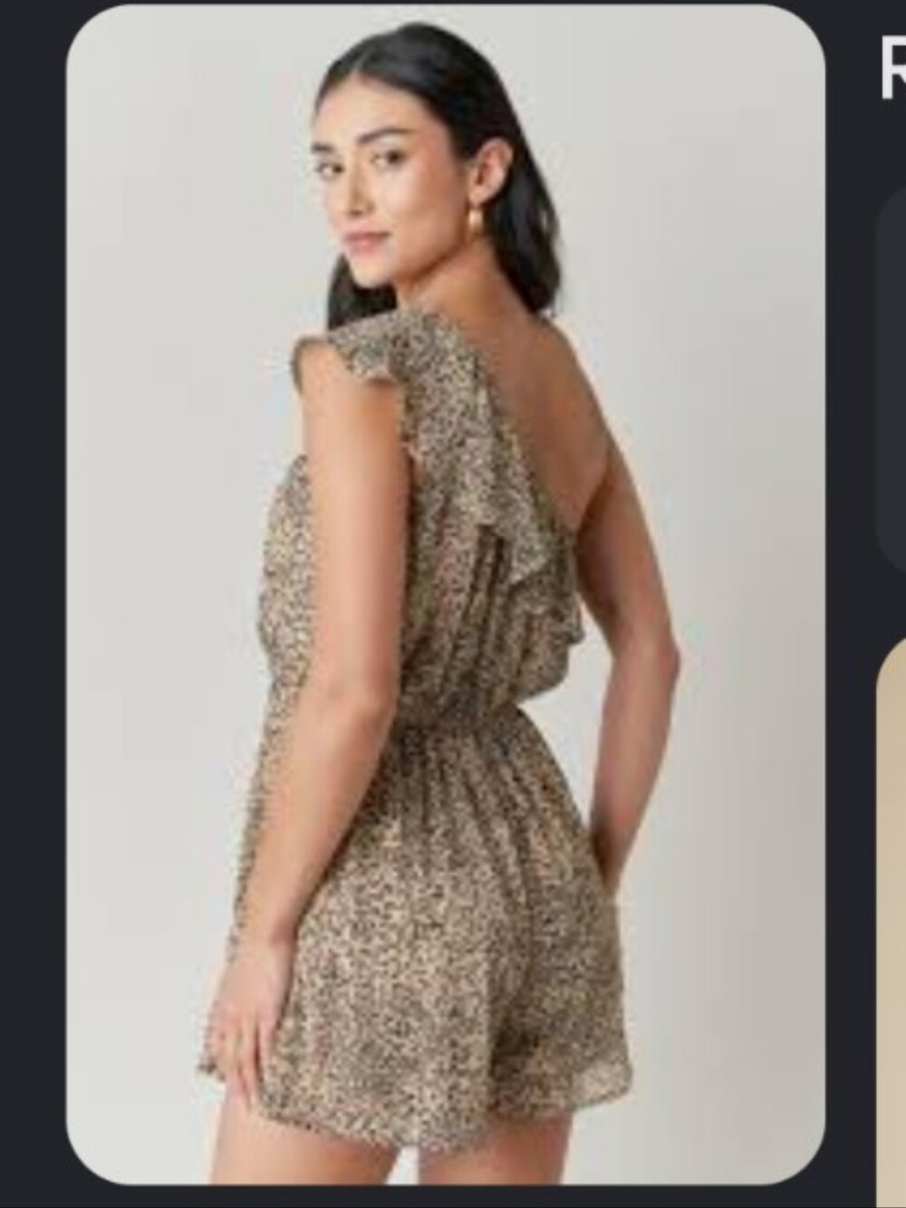 Trixxi Leopard Print Ruffle Romper in Tan and Black